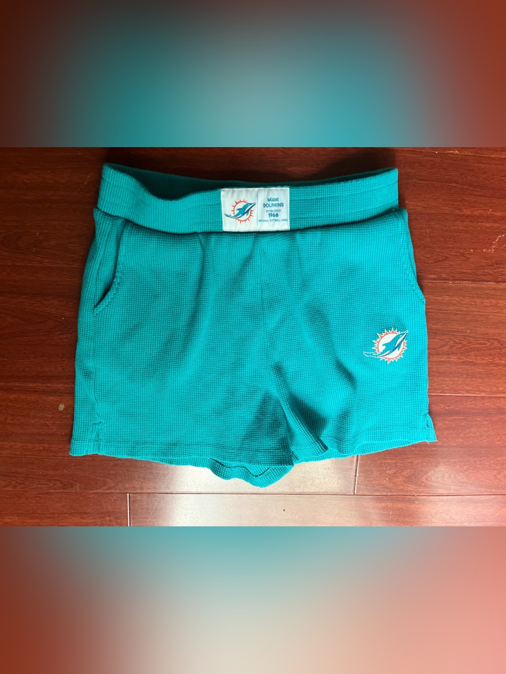 Miami Dolphins Teal Waffle Knit Shorts
